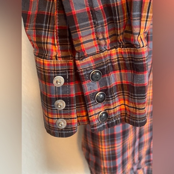 Wrangler Men's Retro Navy & Orange Plaid Snap Long Sleeve Western Shirt SizeXXL. - Picture 3 of 6